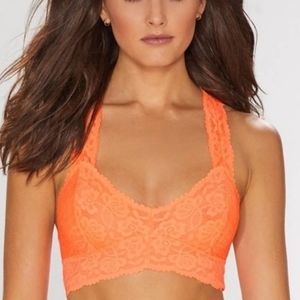 Free People Bralet Galloon Lace Neon Orange Size Small
